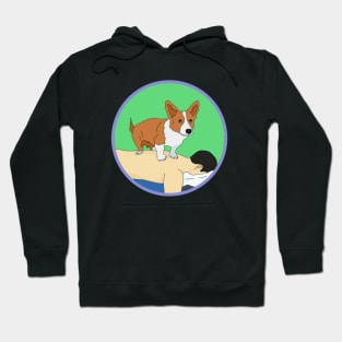 Cute Corgi giving back massage Hoodie